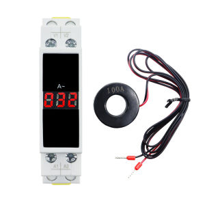 Din Đường Sắt 35mm một pha hiện tại Meter AC 80-500V 100A BA-1R Modular Ampe kế đèn báo LED kỹ thuật số Máy kiểm tra vôn