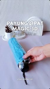 PAYUNG LIPAT MOTIF Dimensi Lapisan Hitam ANTI UV Magic 3D / Ajaib Keluar Motif Saat Terkena Air