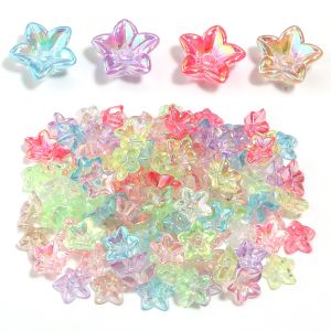 50pcs/lot Color Plating Petal Acrylic Beads Flower Loose Spacer Beads For Jewelry Making DIY Necklace Bracelet Accessories