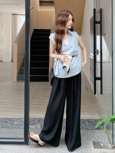 YINLUOYA | Chill Loose Feel Wide Leg Pants Two Piece Set Lightweight Maturity Summer 2025 New Cool Handsome Elegant Unique Outfit Set