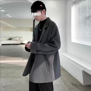 New Spring Mens Casual Blazers Leisure Trendy Loose Suit Streetwear All-match Simple Korean Suit-tops Oversized Clothing M-XXL