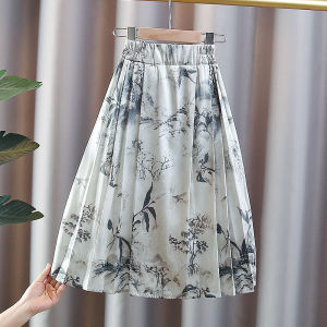 Girls Hanfu Style Half Skirt Traditional Chinese Cheongsam Summer Autumn Seasonal Midi Skirt Children Spring Fashion Long Skirt