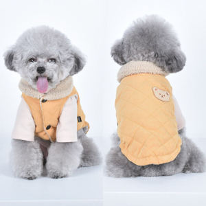 Soft Cotton Vest Dog Clothes Teddy Bunting Warm Plush Small Dog Coat Autumn Winter Pet Apparel Cute Bear Design Universal Fit