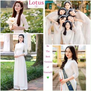 Lotus] Áo Dài Học Sinh Nữ Đẹp Lụa Mỹ Tay Lỡ Cổ V Truyền Thống/ Áo Dài Trắng Đồng Phục Nữ Sinh Đi Học May Sẵn Giá Rẻ