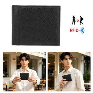 VOCOAL Fashion Short Wallet RFID Anti Theft Brush Retro Wallet Business Wallet Genunie Leather Wallet Multi-Card Position Wallets Travel Purses Zipper Coin Pouch ID Credit Cards Holders