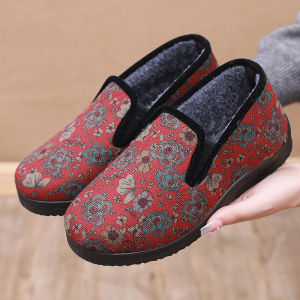 Old Beijing Cloth Shoes Womens Winter Thermal Cotton Boots Fleece-lined Thickened Non Slip Soft Bottom Middle-Aged and Elderly Ladieswear Grandma Cotton Shoes