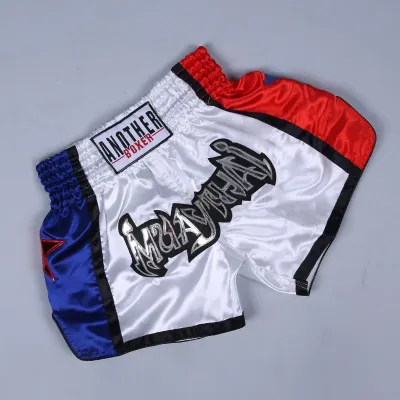 อีกนักมวยUnisexมวยไทยมวยไทยกางเกงขาสั้นBreathable MMA Kickboxing Fighting TrunksการฝึกอบรมGym Boxerฟิตเนสต่อสู้กางเกง