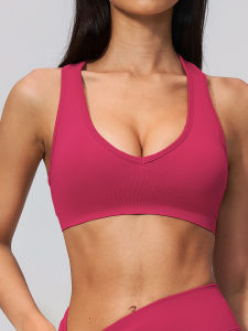 QYUED | Seamless Knit Fitness Plunge V-Back Bra