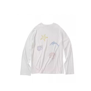 YUEZHONGWEI | Retro American Round Neck Ice Silk Long Sleeve T-Shirt Women Summer Thin Outer Covering Shirt Air Conditioning Top Print Design