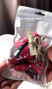 Warna Merah Pin Rambut Keceil Red Kid Hair Clip Accessories Ribbon Small Hair Clip红色儿童假发夹头饰品穿搭搭配蝴蝶结