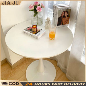 JIAJU Nordic Round Table Balcony White Coffee Table Meja Kopi Nordic Sofa Kopu Side Table Office Discussion Table  Dining Table Bedroom Small Wood Table Meja Perbincangan Meja Bulat 圆桌