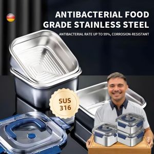 Marvin Agustin Food Tray Stainless Food Container Tray Stainless Food Storage With Cover 316 Stainless Steel Tray With Cover Marvins Tray Food Storage Dispensers Food Tray With Cover Marvin Stainless Tray Food Keepers With Cover Marvins Stainless Tray