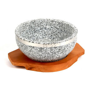Natural Stone Pot Bibimbap Stone Bowl Rice Risotto Bowl South Korea Cooking Bibimbap Stone Bowl Covered Stone Pot Drop-Resistant Durable Stone Bowl