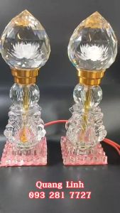 Đôi đèn thờ pha lê quả đào đèn đổi màu ( 1 cặp)