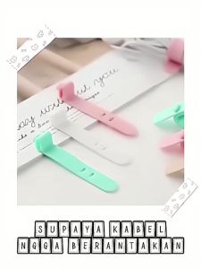Gratis Semua - Tali Pengikat Kabel Karet / Perapih Kabel / Cord Holder / Penggulung Kabel / Cable Tie Clip