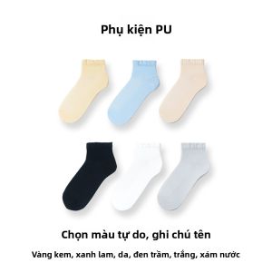 PUYU | Tất cổ giữa mỏng mùa hè cho nữ Tất cổ cao phong cách ballet Miu系堆堆袜 Tất kháng khuẩn cotton nylon polyester