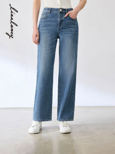 LANCY Summer 2024 Vintage Casual Wide Leg Denim Jeans Women Cotton Straight Loose Slimming Pants Comfortable Natural Waist