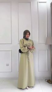 KALEEYA Couple Dress Polos Kondangan Wisuda Lebaran Baju Pasangan Gamis Syari Modern Kemeja Batik