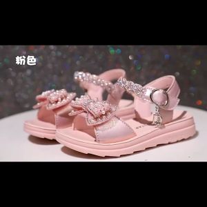 (Nhập Nguyên Hộp) Dép Quai Hậu Bé Gái Đi Học Sandal Quai Dán Dép Xăng Đan Nơ Ngọc Đính Đá Siêu Mềm Cho Bé Gái 3-12 Tuổi
