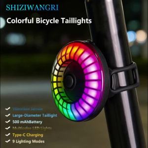 SHIZIWANGRI | Đèn Đuôi Xe Đạp Nhiều Màu Sắc Có Cảm Biến Chuyển Động 9 Chế Độ Sạc Type-C 500mAh Đèn Xe Đạp Phía Sau Chống Nước Cảnh Báo Khi Đi Xe Đạp Đèn Hậu