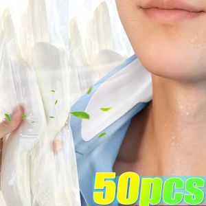 50Pcs Summer Disposable Sweat-Absorbing Collar Pads Self-adhesive Shirt Collar Protector Absorbent Sweat Shields Pad for Hat Shirt