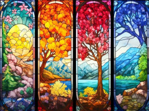 Huacan Four Seasons 5D DIY Diamond Painting Embroidery Tree Flower Landscape Mosaic Rhinestones Hobby Home Decor Gift