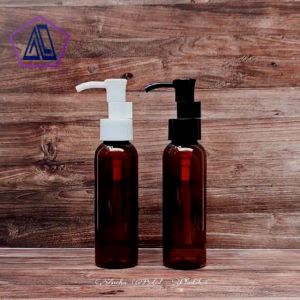 Botol Pump 100ml Plastik Pet Coklat Tebal Tutup Luxury