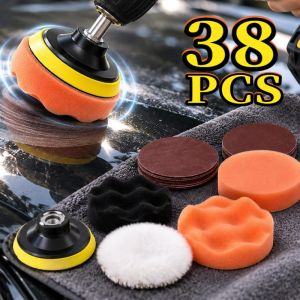 3 Inch Polisher Pad Kit Automotive Scratch Removal Abrasive Paper Foam Sponge Drill Backing Plate Car Wash Maintenance Supply