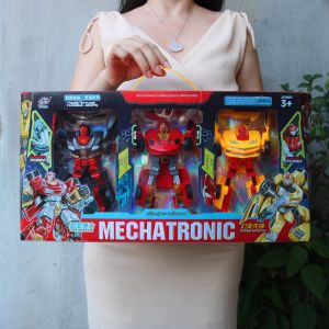 Transformable Robot Toy for Kids Boys Girls Educational Gift Set with 3 Action Figures Vehicle Mode and Mecha Form High Quality Durable Safe Play Ideal for Early Learning and Imagination Development