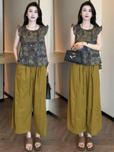 YOUFAN | Lace Sleeveless Spacious Floral Chiffon Blouse Summer