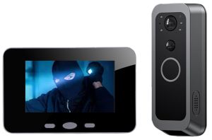 2025 with PIR Video Doorbell Peephole Camera 4 inch LCD Screen Built-in Battery Smart Home Indoor Wireless Surveillance Night Vision Doorbell