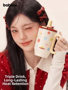 BABLOV| Aesthetic Straw Thermal Cup for Women Birthday Gift Large Capacity