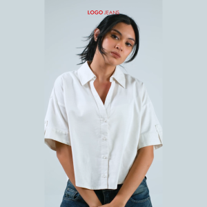 Logo Jeans Kemeja Wanita Berinda Offwhite 22A31L9OW