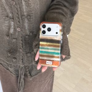 Autumn Winter Color Collision Plush Stripe Shockproof Protective Phone Cover Case for iPhone 17 16 15 14 Pro Max Air