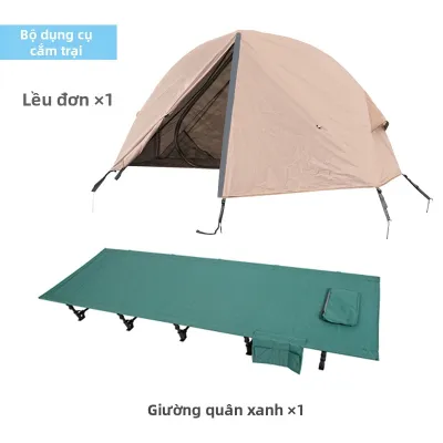 CAMPLEADER |Bộ combo lều đơn kèm giường di động lều chống đất cắm trại ngoài trời dễ dàng gấp gọn và mang theo cho một người