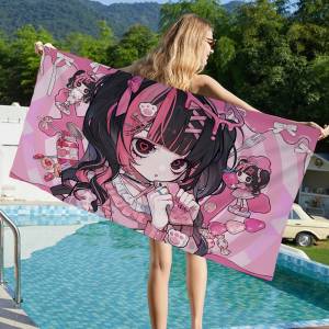Popular J-Jirai K-Kei Fashion Microfiber Printed Beach Towel Mountain Climbing Yoga Beach Swimming Running Absorbent Soft Towel