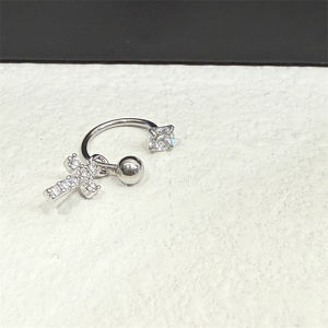 WYNNES Titanium Steel Butterfly Pendant Earrings Multi-Hole U-Shape Womens Fashion Jewelry Original Design Ear Jewelry