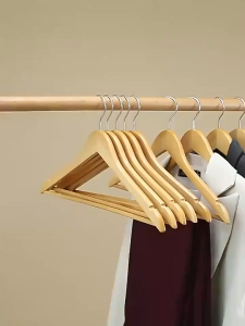 SG 10pcs/50pcs Wooden Hangers Solid Wood Hangers Clothing Store Wardrobe Wooden Clothes Hangers