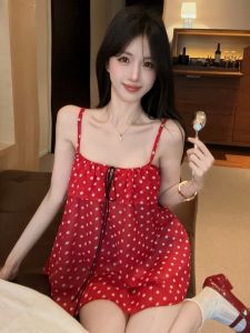 GUZILIAN | Stylish Slimming Dots Ruffle Hem Summer Top