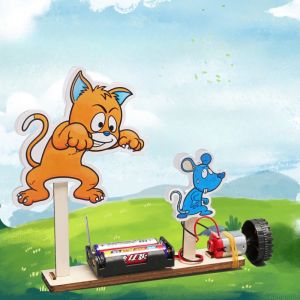 DIY Wooden Cat Catching Mouse Toy for Kids - Educational Physics Science Experiment STEM Kit Cat And Mouse Game Learning Gift