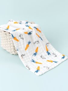 Ultra Soft Pure Cotton Baby Towel Six Layers Absorbent Face Wash Cloth Childrens Pillow Sweatband 25x50cm for Newborn to 3 Years Old