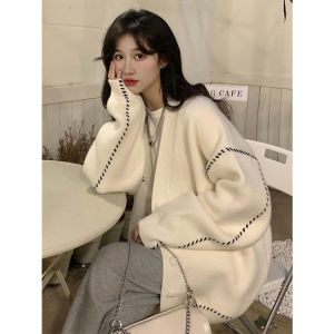 COD Lazy wind sweater cardigan jacket womens clothing autumn and winter 2025 new gentle wind niche medium and long top knitted sweaterGFDAGDA