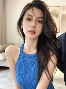 HUOLISI | Klein Blue Strapless Slim Fit Design Tank Top for Women Summer
