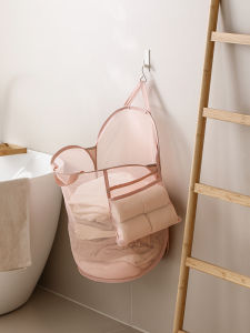 Foldable Dirty Laundry Hamper Wall Mounted Bathroom Clean Clothes Storage Basket Pink Japanese Style Home Closet Organizer