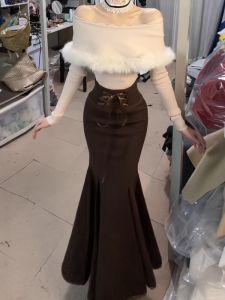 CHANGTONG | Bộ Quần Áo Elegent Thời Trang Áo Dễ Thương Dập Vai và Chân Váy Xòe