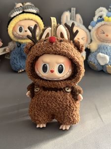 ลาบูบูชุดกวางคริสต์มาส 17 ซม- ผ้าไวนิล เสื้อผ้าตุ๊กตาเครื่องสวมศีรษะชุดเปลี่ยนทุกเพศ เด็กผู้หญิง สไตล์ในสต็อกเสื้อผ้าของเล่นตุ๊กตา