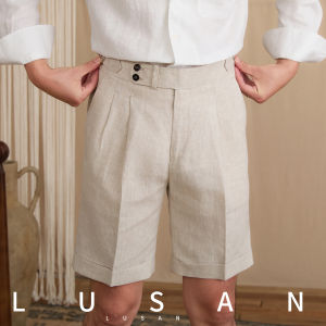 Summer Naples Style High Waist Casual 100% Linen Short Pants