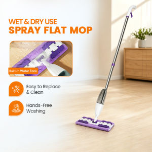 Clamping Spray Mop Dry & Wet Dual Cleaning with 300ML Spray Bottle 360° Rotating Spray Mop Replaceable Clamping Mop Pad Mop Semburan Pengapit 夹式喷雾拖把