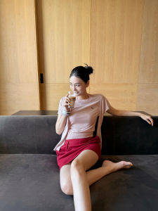 ZhouMiao Rational Color Wool Blend Knitted Short Sleeve Womens Detachable Shawl Knitted Top Commute Style Slim Fit round Neck