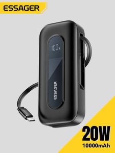 Essager แบตเตอรี่สำรอง10000มิลลิแอมป์ต่อชั่วโมงพร้อมสายเคเบิ้ลแบบยืดหดได้จอแสดงผลดิจิทัลพกพาชาร์จได้เร็ว10000มิลลิแอมป์ต่อชั่วโมงสำหรับ IPhone16 15 Huawei Xiaomi Samsung แท็บเล็ตหูฟังโทรศัพท์มือถือที่ชาร์จความเร็วสูงสายเคเบิ้ลที่ชาร์จแบตเตอรี่สำรองชนิด C